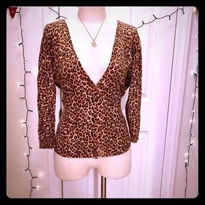 New York & Company Leopard Print Cardigan